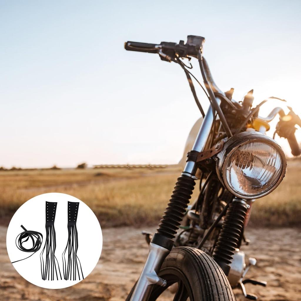 Garneck Motorcycle Lever Tassels Fringe Leather Motorcycle Lever Handlebar Throttle Brake Clutch Grip Covers Wraps