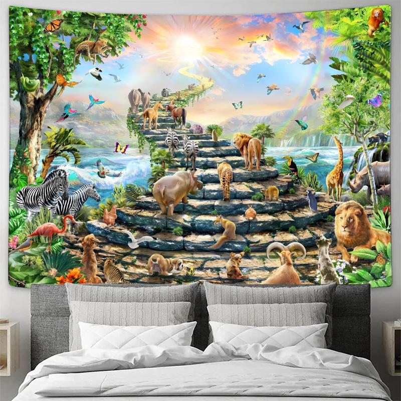 Fantasy Animal World Nordic Style Living Room and Bedroom Healing Tapestry