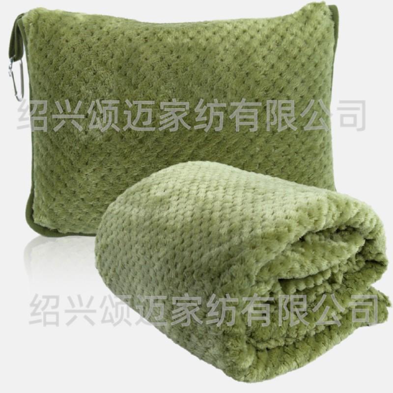 Flannel Travel Blanket Pillow Set Airplane Solid Color 110x150cm 350g All Season Use