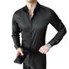 Men's High-End White Satin Long-Sleeve Shirt - Spring & Autumn Fashion