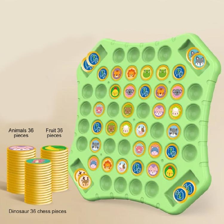 Multiplayer Animal/Fruit Theme Board Game Toy for Kids with Flip Chess for Family Gathering Classroom Activity Supply