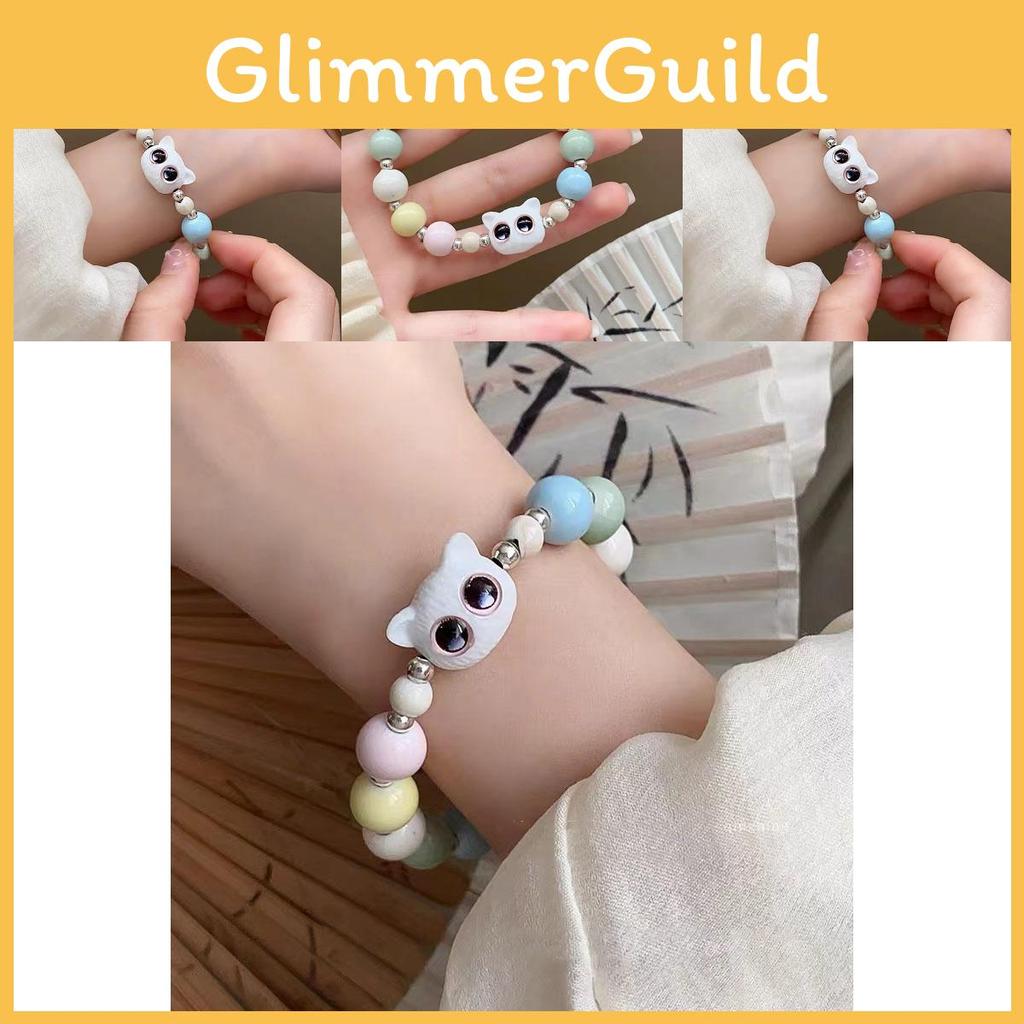 Ceramic Cat Bead Bracelet Adorable And Trendy Womens Geometric Hand Jewelry