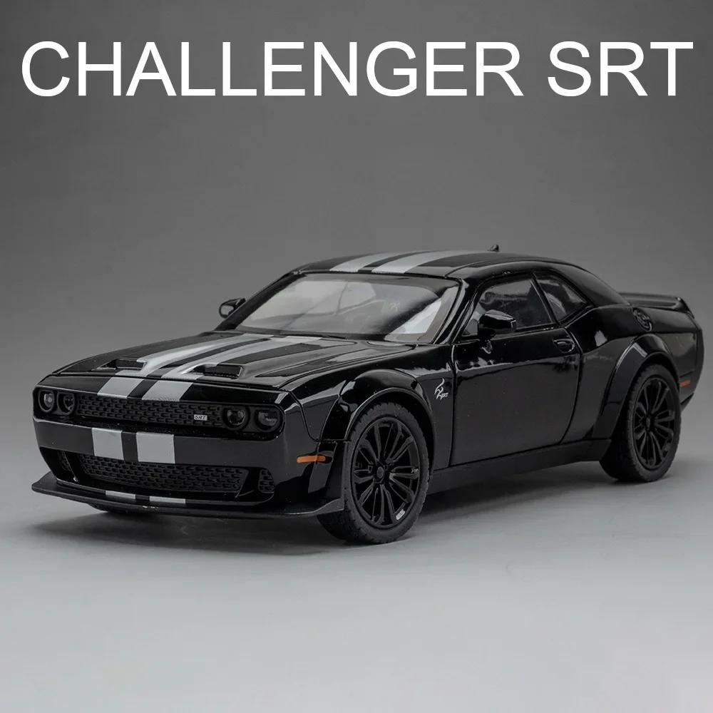 1:22 Wrangler Rubicon Challenger Hellcat Sports Car Model Toy Doors Opened Light Music Pull Back Vehicles for Children's Gifts