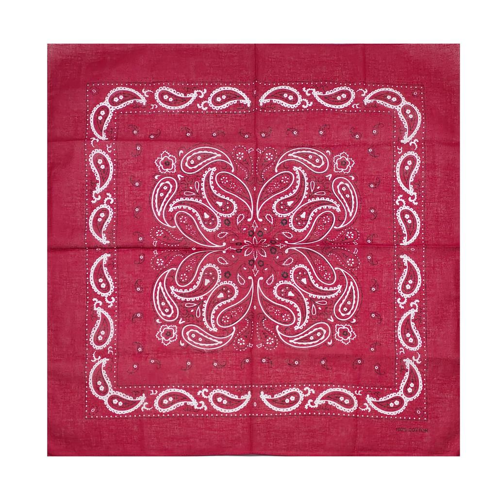 Trifong Paisley Bandana Red Handkerchief Adults 100% Cotton 55cm x 55cm Wine Red