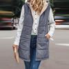 Women Autumn Reversible Vests Sleeveless Jacket Zip Up Hoodie Pockets Long Warm Winter Outerwear