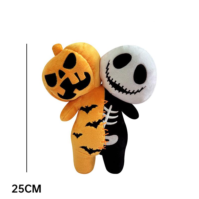 Halloween Double-headed Pumpkin Plush Toy Double Headed Skull Rabbit Horror Skull White Ghost Luminous Zombie Cat Halloween Gif