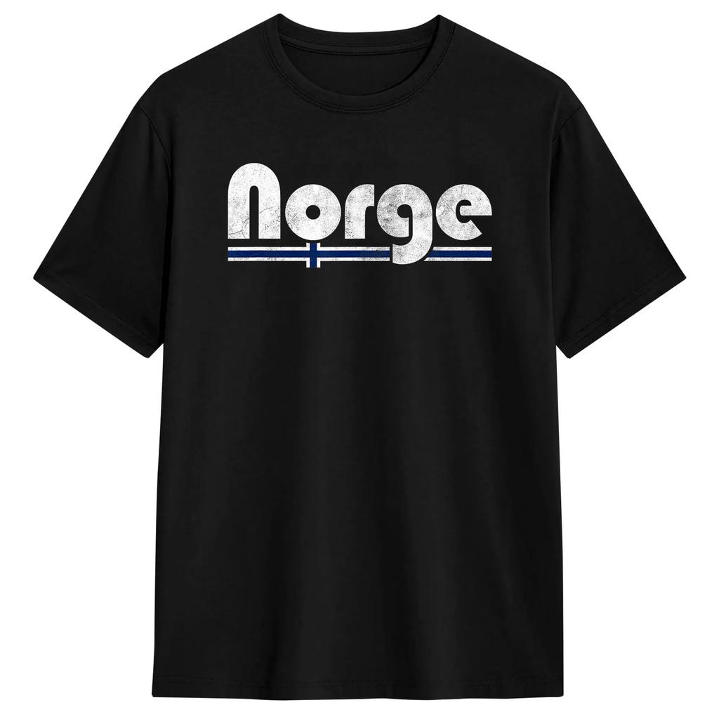 Norway Flag Distressed Nordic Red White Blue Symbol T Shirts for Men Cotton Casual T-Shirts Round Neck Tee Short Sleeve Clothes