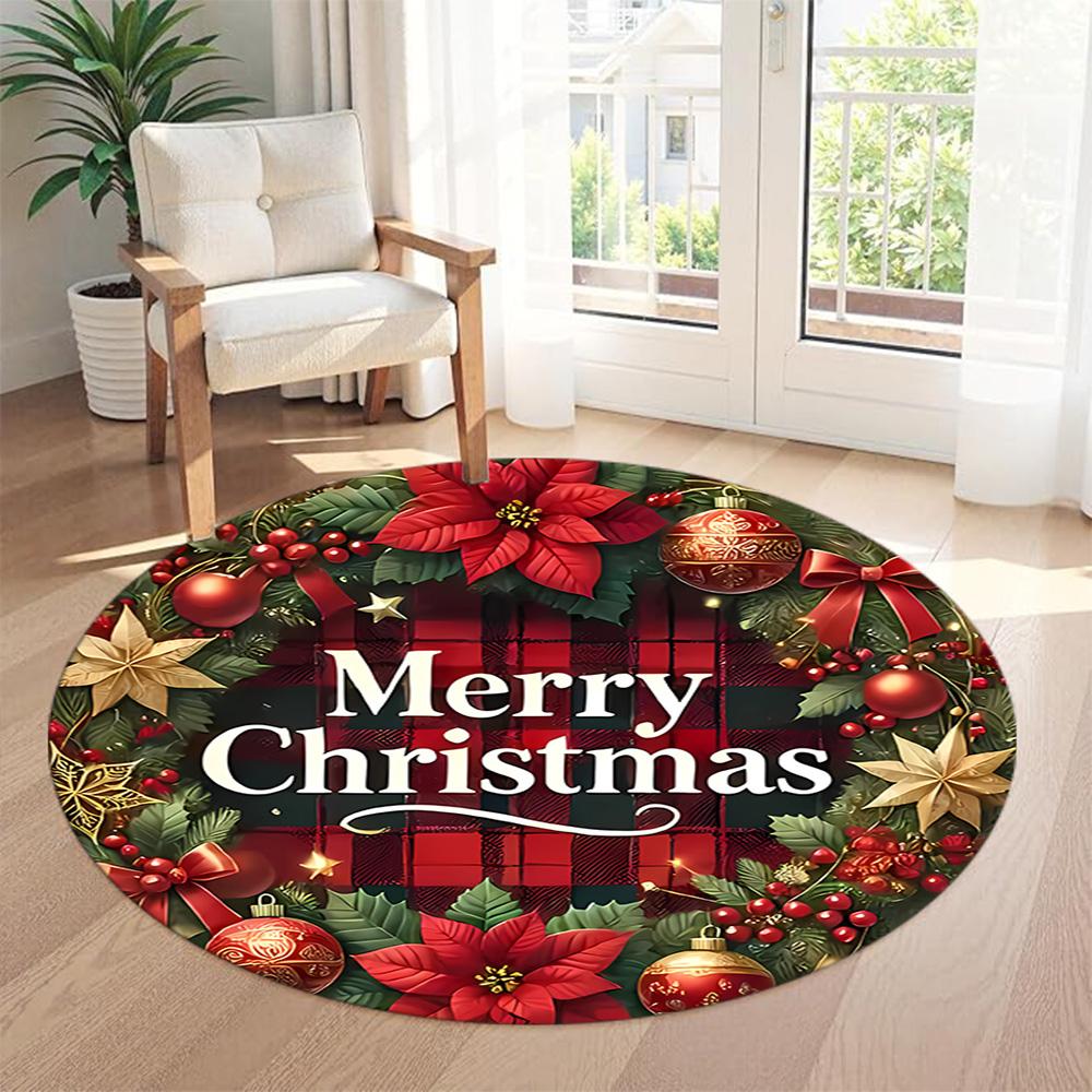 Christmas Round Carpet Perfect for Foyer Outdoor Kitchen Dining Room Anti-slip Round Rug Anime Office Decor Perfect Gift for Friends Family
