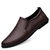 Men's Large Slip-On Leather Casual Shoes – Soft Sole, Breathable Cowhide, Ideal for Driving, Comfortable Dad Style