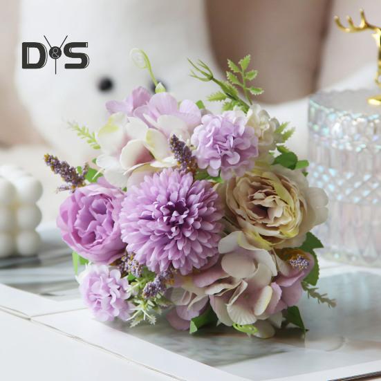 Artificial Flowers Fake Peonies Bouquet Mixed Faux Silk Flowers Artificial Blooms Bunch for Table Centerpiece Wedding Party Decor