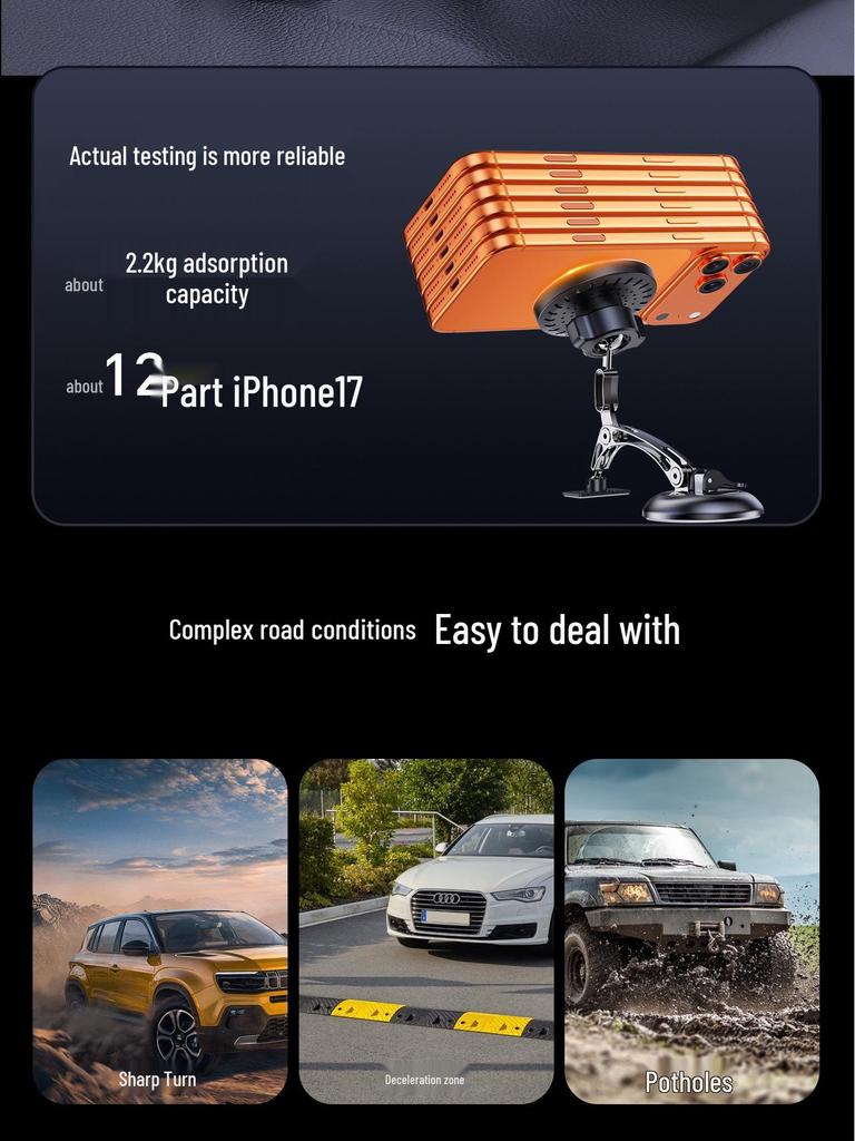 Magnetic Wireless Car Charger & Phone Holder - Cool Black Tech with Strong Suction