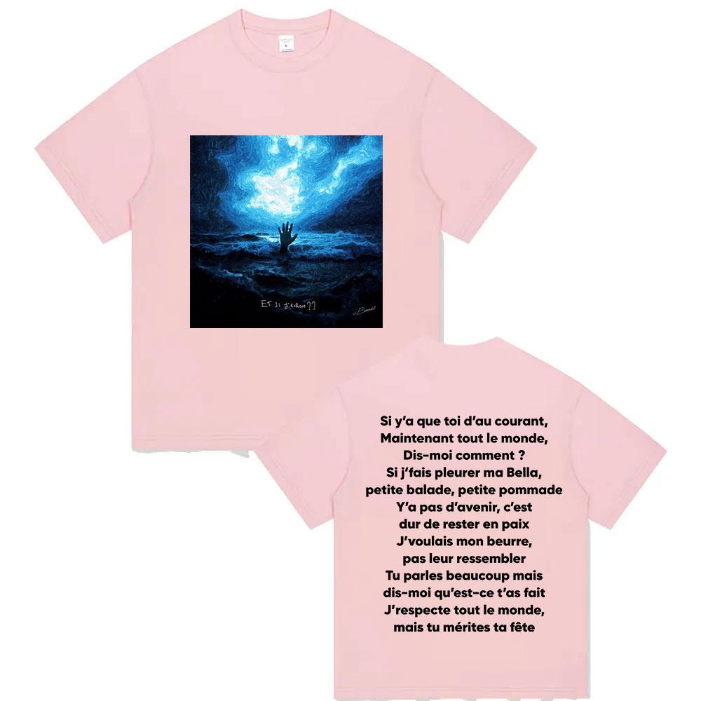 Rapper BOUSS ET SI JECHOUE   Tour Album 2025 Merch TShirts Mens Pop Fashion Vintage Oversized Cotton T Shirt Fans Streetwear