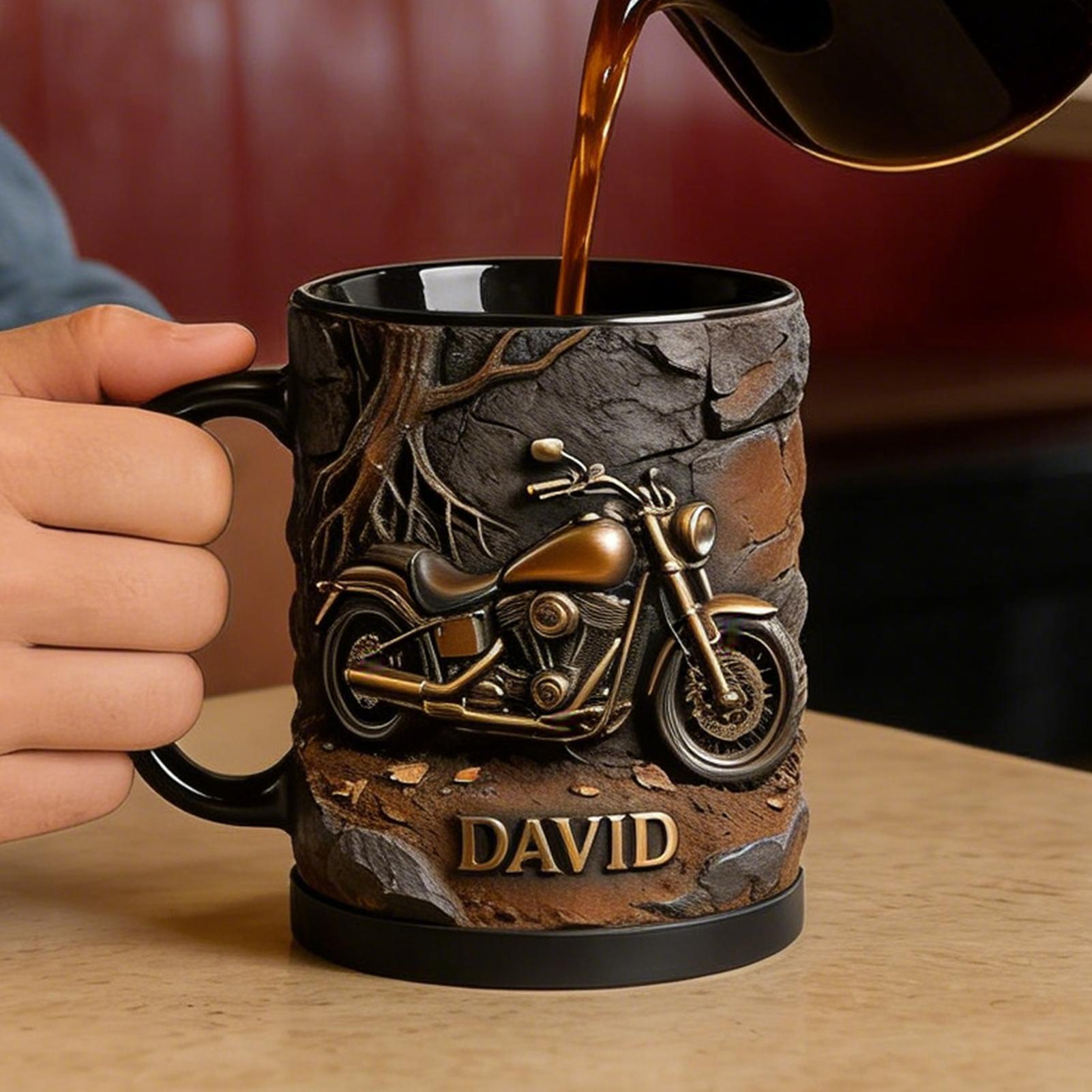 Ceramic Coffee Mug Motorcycle-Themed Design Latte Drinkware Handmade Ceramic Mug for Breakfast Brunch Office Home Kitchen Living CN
