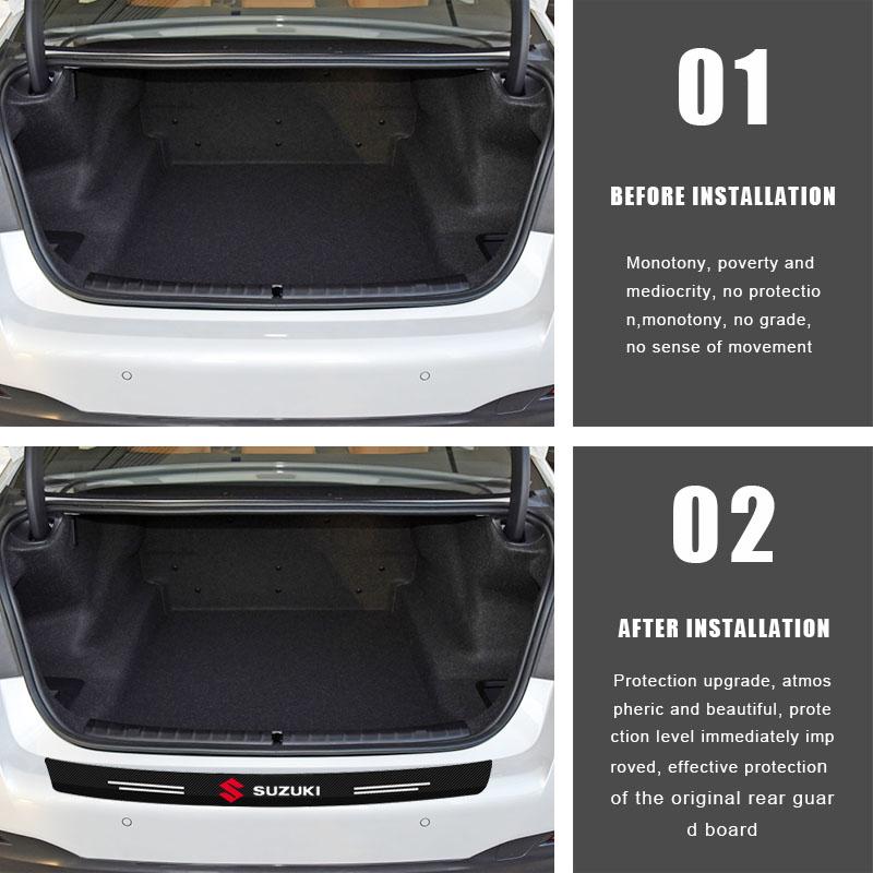 1pcs Carbon Fiber Car Trunk Rear Bumper Sticker Guard Plate Protector For Suzuki Jimny GW250 Samurai Vitara Swift Baleno SX4 Ignis Alto Splash Swace