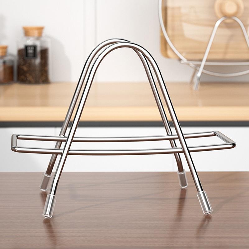 1Pcs Cutting Board Rack Stand Space Saving Stainless Steel Practical Kitchen Organizer Pot Lid Holder Thickened Desktop Rack
