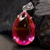 Lab Created Pendant Bi-Color Sapphire 925 Sterling Silver Pear 100 Ct CERTIFIED my-488-ns