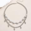 3Pcs/Set Women Jewelry Set Rhinestones Inlaid Imitation Pearls Charm Necklace Drop Earrings Bracelet Set Dating Commuting Jewelry Set