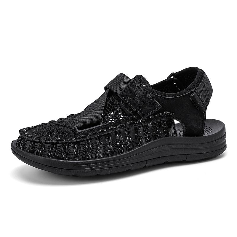 Fashion Sandals for Men Fashion Handmade Woven Sandals Summer Breathable Mesh Sandals Mens Casual Sports Sandal Non-Slip Beach Sandalias