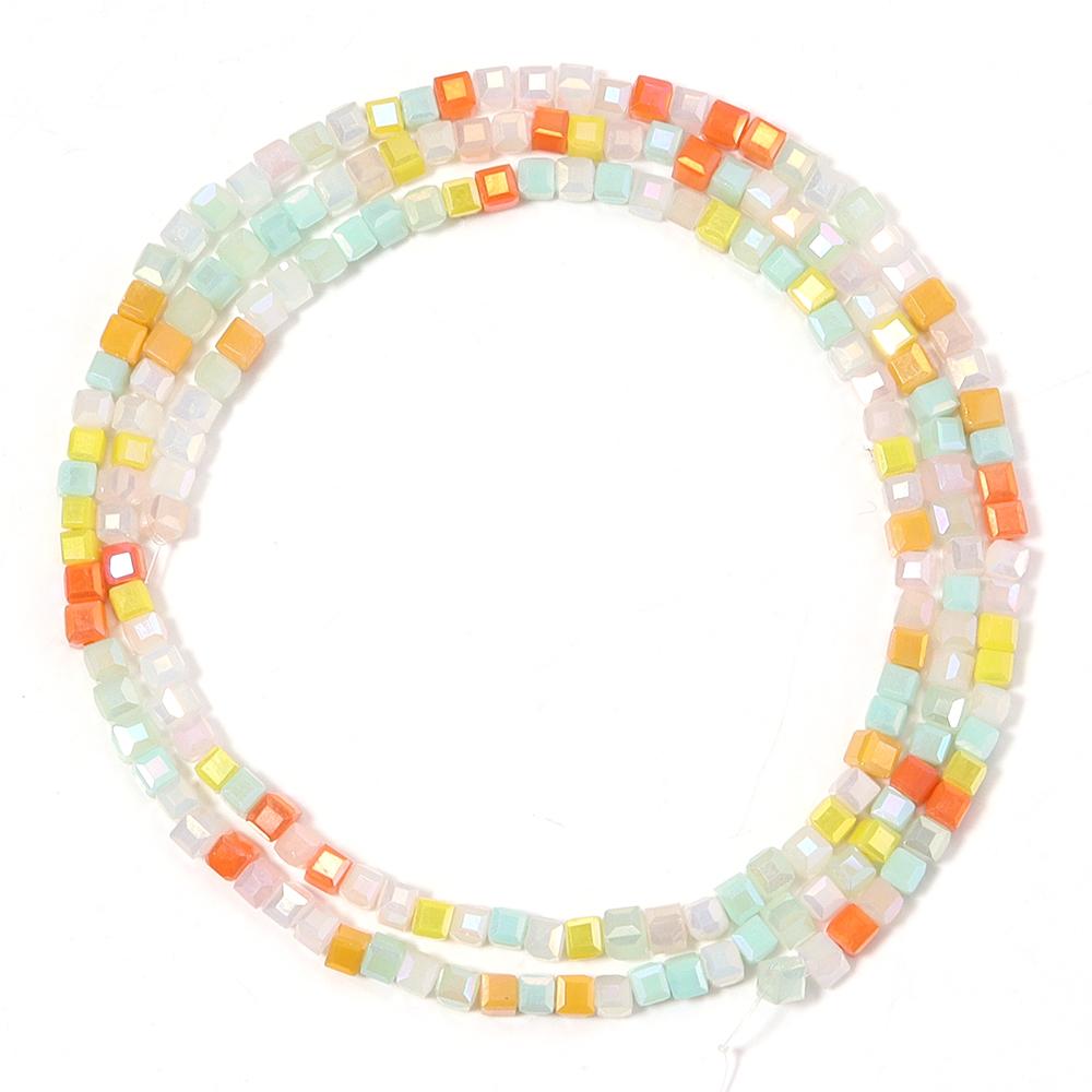 

2.5mm Square Faceted Crystal Beads Multicolor Cube Glass Loose Beads For Jewelry Making DIY Crafts Necklace Bracelet Accessories 2.5mm approx 175pcs