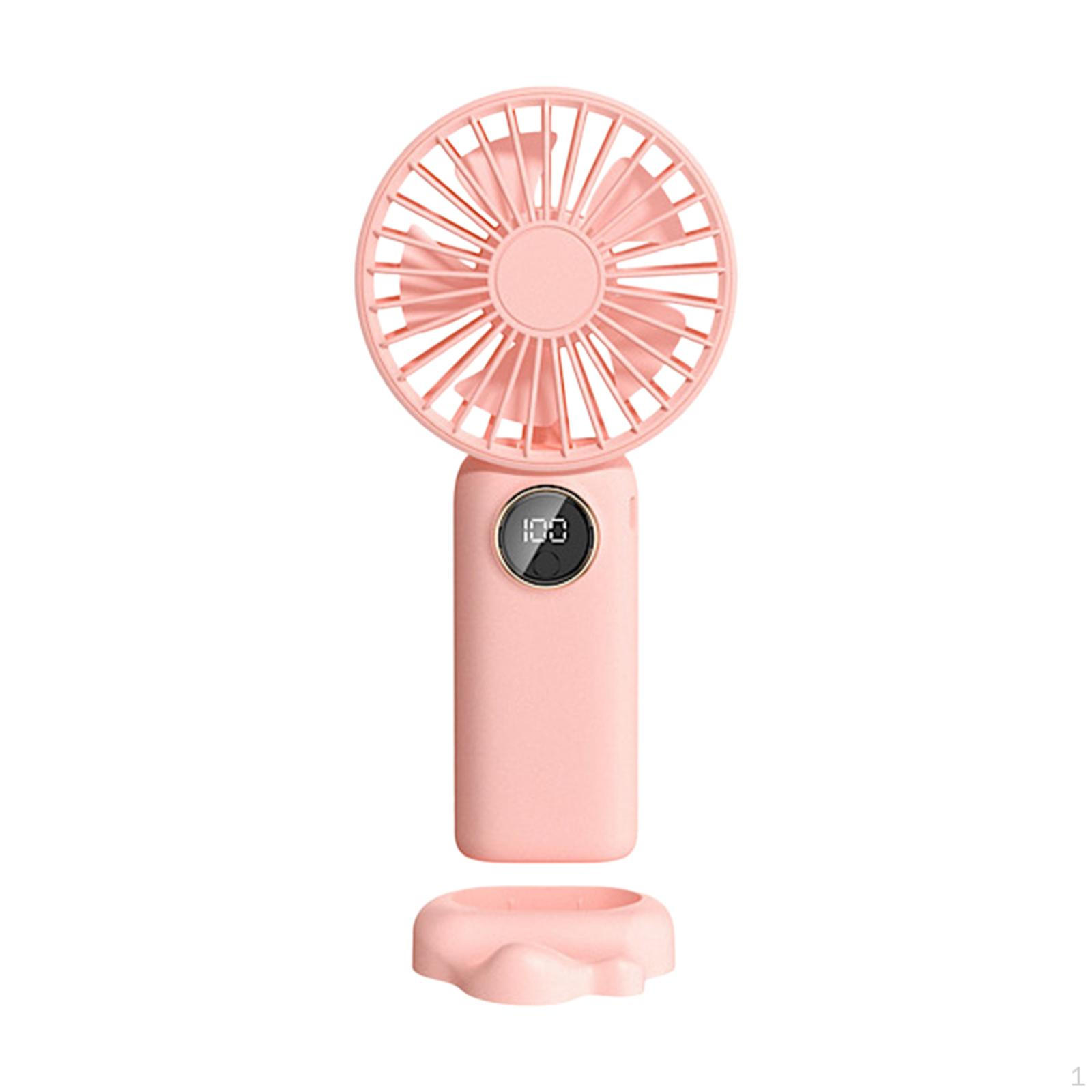 

Portable Handheld Fan,Desk Fan,5 Speeds Digital Display,Pink Mini Fan for Camping