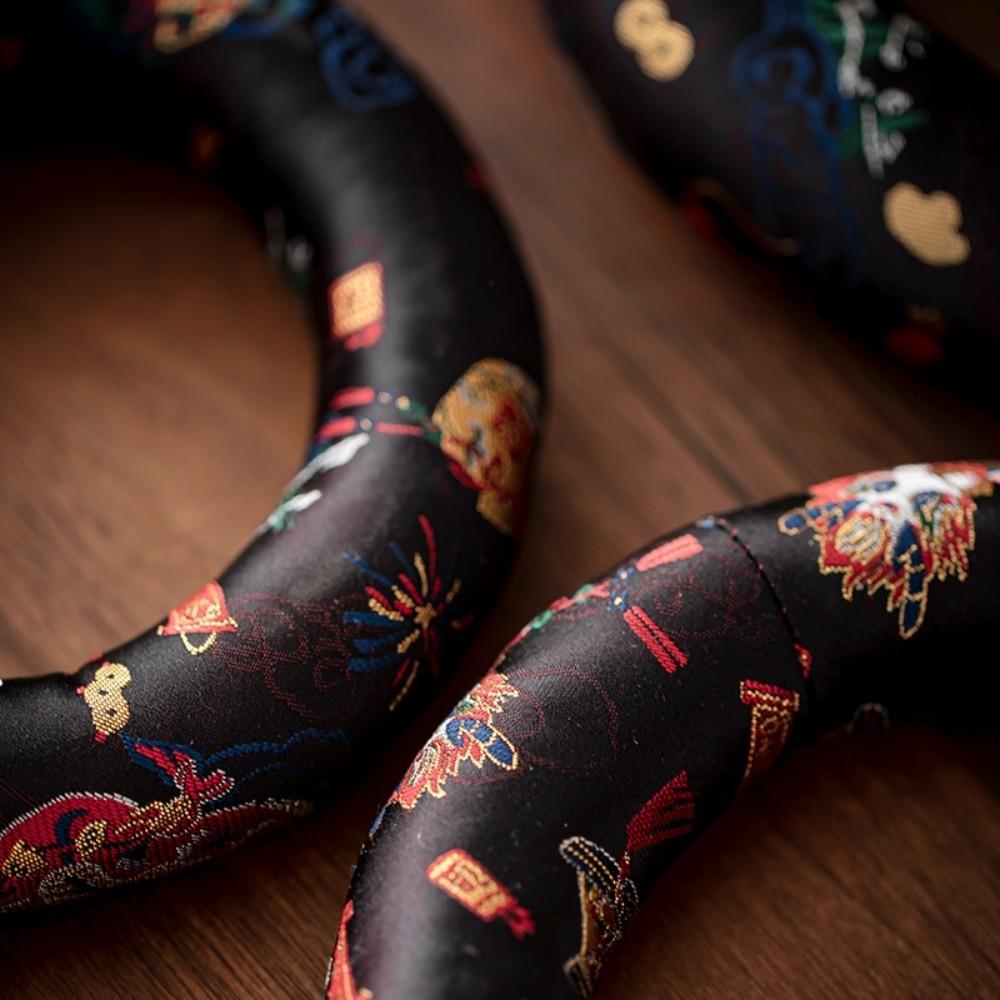 Donut Shape Dragon Design Singing Bowl Mat Nepalese Wooden Fish Coaster Sound Copper Out Mat Yoga