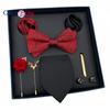 7 PCS Classic Men's  Tie Set Paisley Stripe Necktie for Men Pocket Square Bowtie  Brooch Cuff Father's Day Gift Box