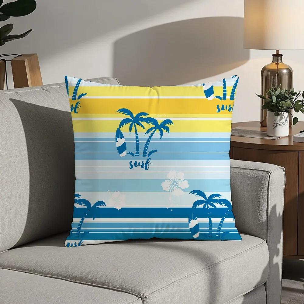 Single Side Printed Cushion Cover Palm Tree Flower Pillowcase Home Gift