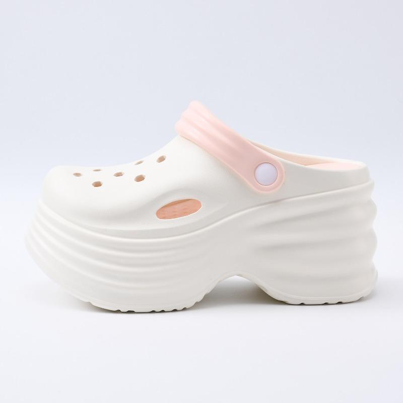 

Женские уличные шлепанцы с дырками, увеличивающие рост, летняя мода, однотонные, на толстой подошве, с закрытым носком, шлепанцы-маффины и пляжные крутые шлепанцы 39-40