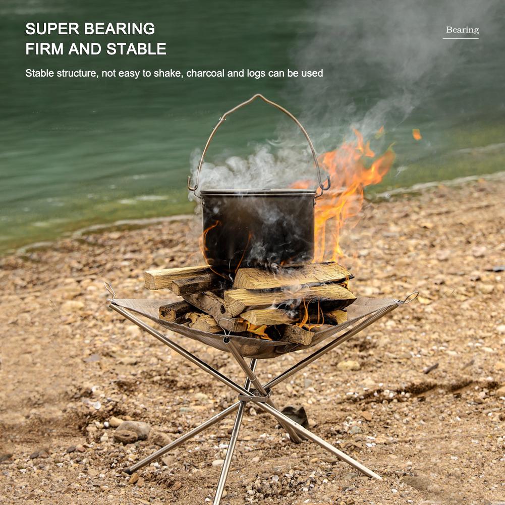 Outdoor Portable Camping Fire Bench Ultralight Detachable BBQ Grill Wood Stove
