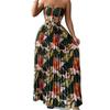 European and American women's clothing women's elegant tube top print dress pleated skirt slim dress
