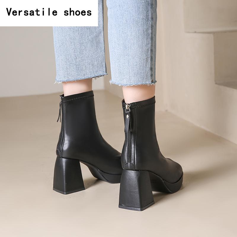 Winter Platform Thick Heel Women Ankle Boots Fashion Modern Short Booties Ladies Concise Largas Booties