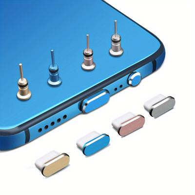 1 Stück Bunter Metall-Staubschutzstecker für Typ-C-Ladeanschluss & 1 Stück 3,5-mm-Kopfhörerbuchsen-Staubschutzstecker