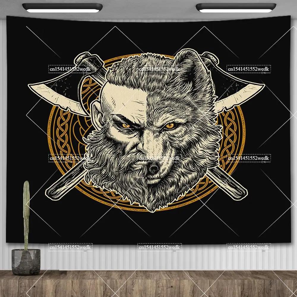 Viking Raven Tapestry Wall Hanging Hippie Vikings Norse Tapestrys Tarot Witchcraft Aesthetic Room Decoration Tapiz Home Decor