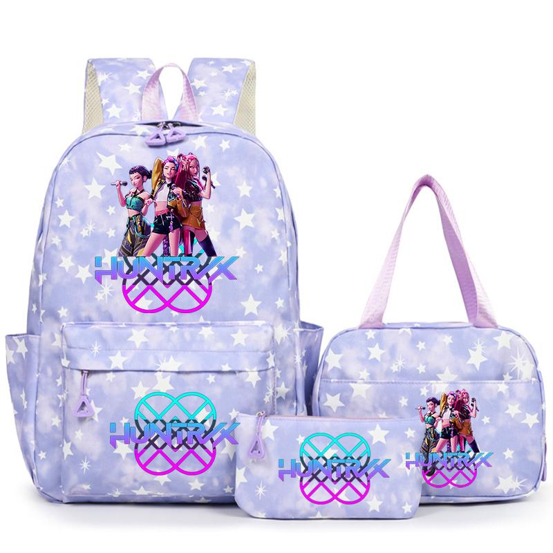 3Pcs/Set KPop Demon Hunter School Bags Girls Teens Rumi Mira Zoey Youth School Backpack Travel School Students Laptop Backpack