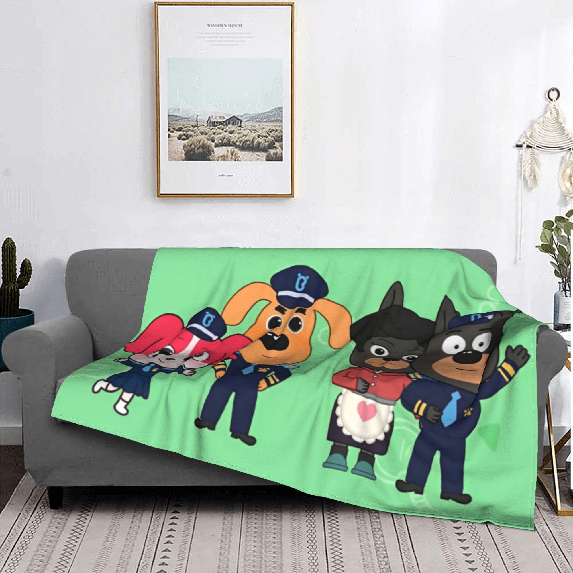 Creative Homewares Unisex Sheriff Labrador Police Cartoon Flannel Throw Blankets Children Tv Series Blankets Home Lightweight Thin Rug Piece Multifunction