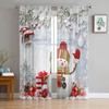 Christmas Snowflake Snowman Holly Fir Tree Yarn Curtain Window Tulle Curtains For Living Room Kitchen Sheer Voile Curtains