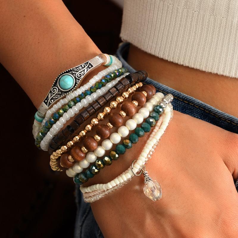 Neues Kokosnussperlen Perlen Elastische Schnur Herrenarmband Armband Armband