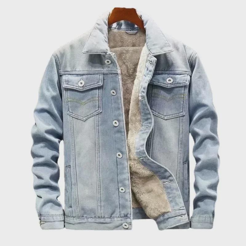 Men's Trendy Winter Denim Jacket - Thick, Warm, Loose Fit, Versatile Korean Style