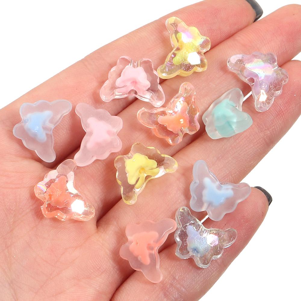 100pcs 12X15mm Butterfly Acrylic Beads Mixed Color Loose Beads For Jewelry Making DIY Bracelets Necklace Phone Chain Accessories