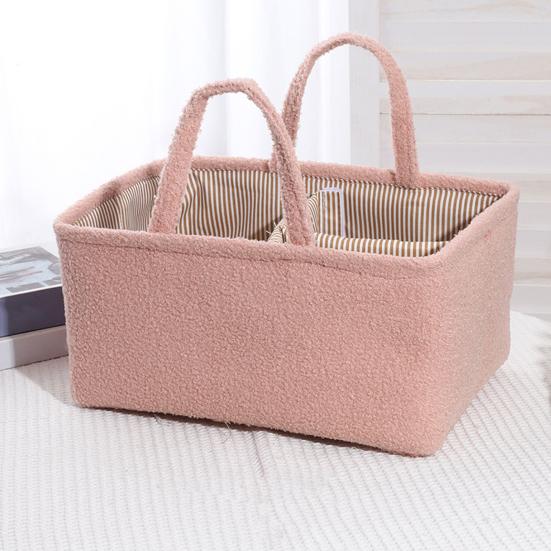 Baby Diaper Caddy Organizer Nursery Storage Basket Large Capacity Diaper Organizer with Adjustable Divider for Baby Essentials Wipes Toys