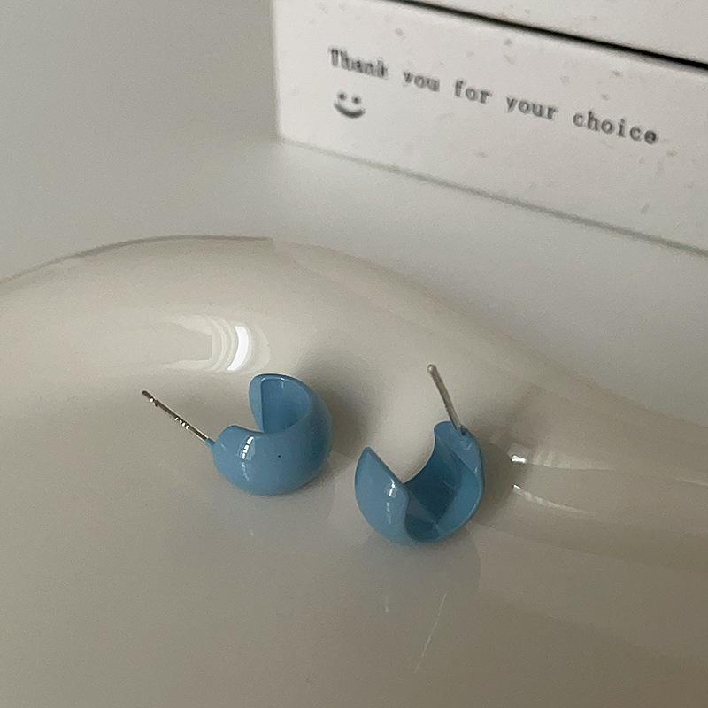 C Circle Oil Dripping Stud Earrings Female Niche Design Sense Fresh And Sweet Elegant Exquisite Personality Simple Versatile Earrings Earrings