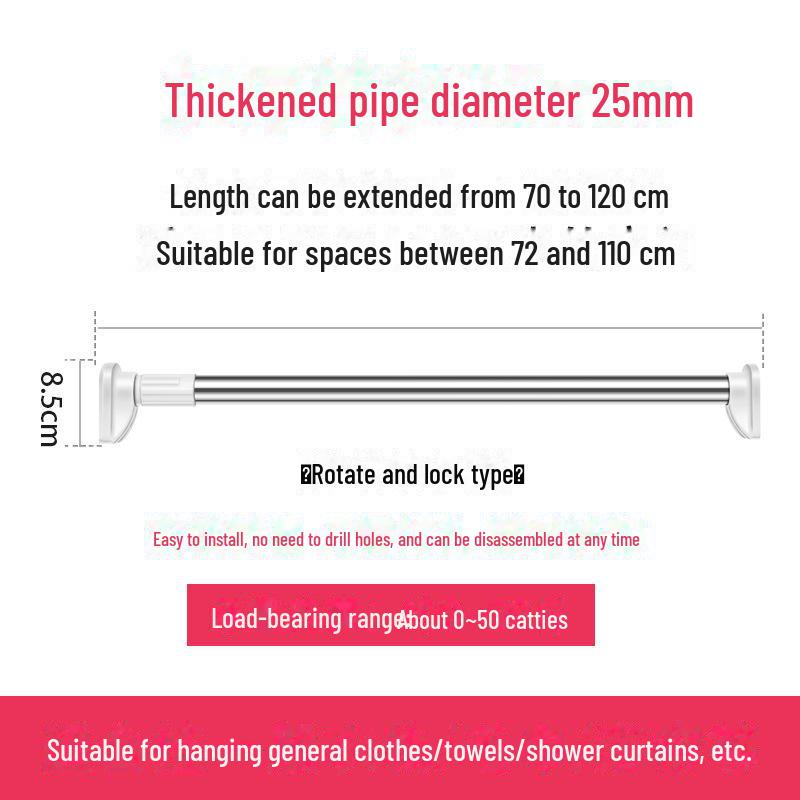 Stainless Steel Telescopic Clothes Drying Rod and Curtain Rack
