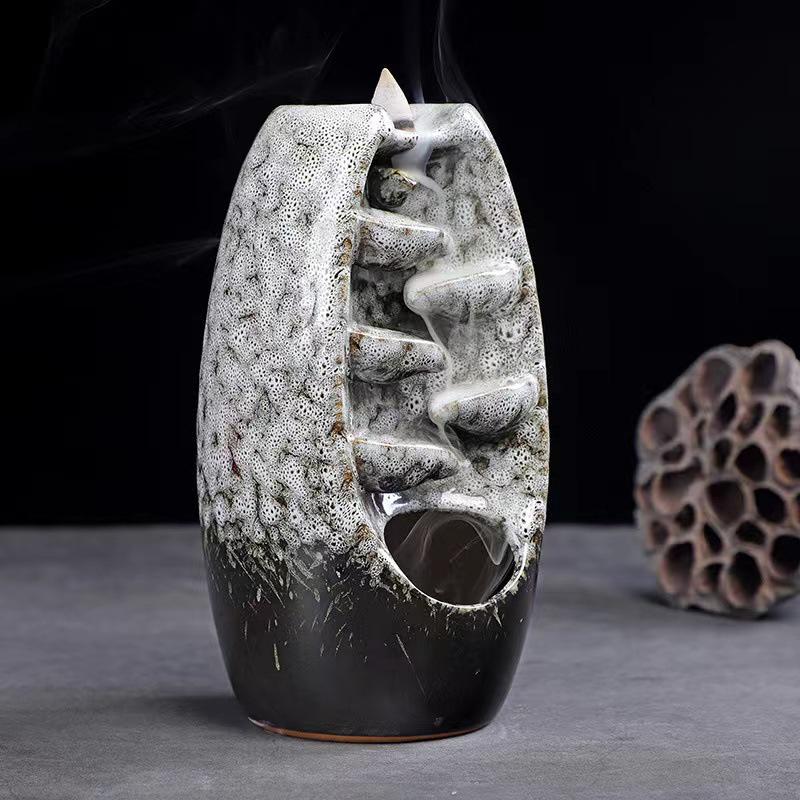 All-Round Flowing Sand Incense Burner: Ceramic Monk Maitreya Buddha Ornament