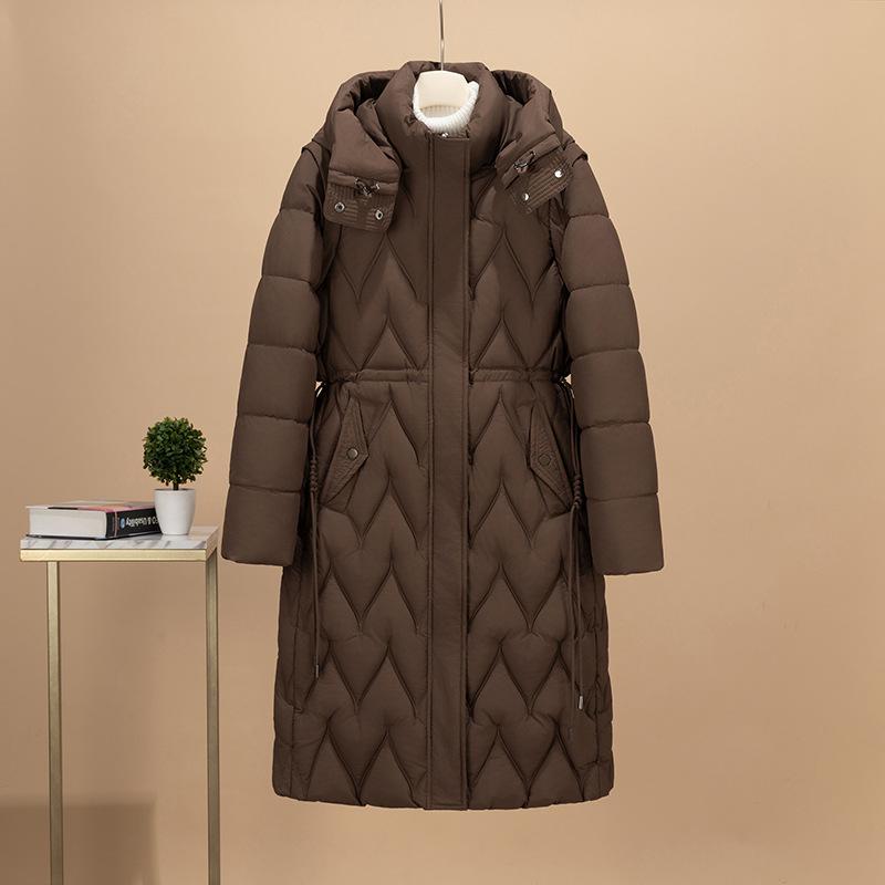 European and American Coats Are Light and Long, Thickened and Loose, and Large-size Knee-removable Long-sleeved Down Cotton-padded Jackets.