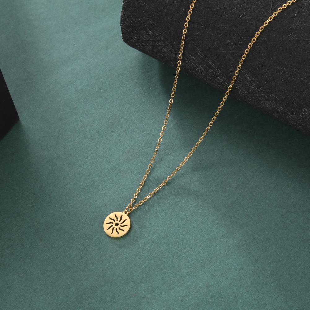 Cazador Small Sun Pendant Necklace for Women Round Minimalist Double Chain on Neck Gift Stainless Steel Jewelry 2026 Wholesale