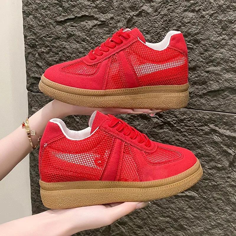 Fashion 2025 Brand Ladies Shoes Front Lace-up Women's Vulcanize Shoes New Outdoor Slip-Resistant Casual Best Seller Light Mesh Sneakers