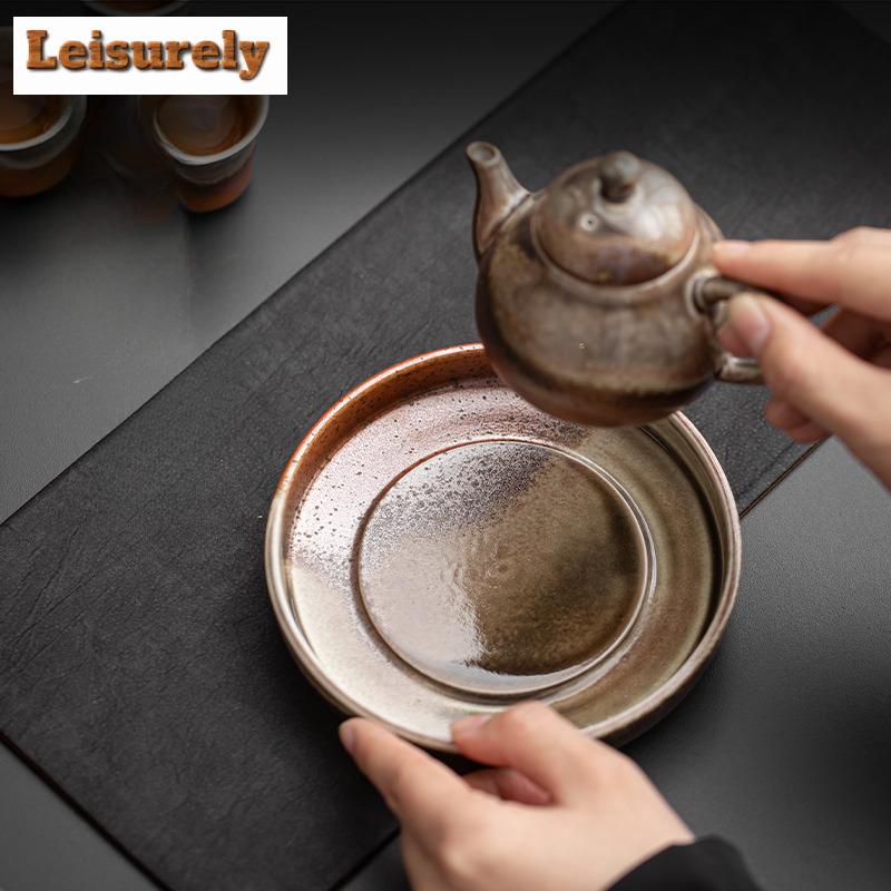 Retro Wood-fired Galze Porcelain Pot Bearing Holder Japanese Dry Soaking Table Dry Brew Table Tea Tray Tea Services Decoration