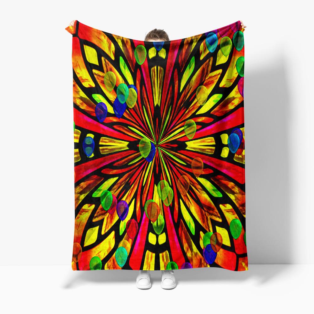 Vibrant Abstract Colorful Circle Pattern Decorative Throw Blanket Sofa Bed Cover for Home Decor