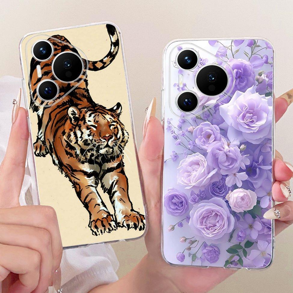For Huawei Pura 70 Clear Case Aesthetic Luxury Cute Fashion Flowers Funny Painted Casing For Huawei ADY-LX9 ADY-AL00