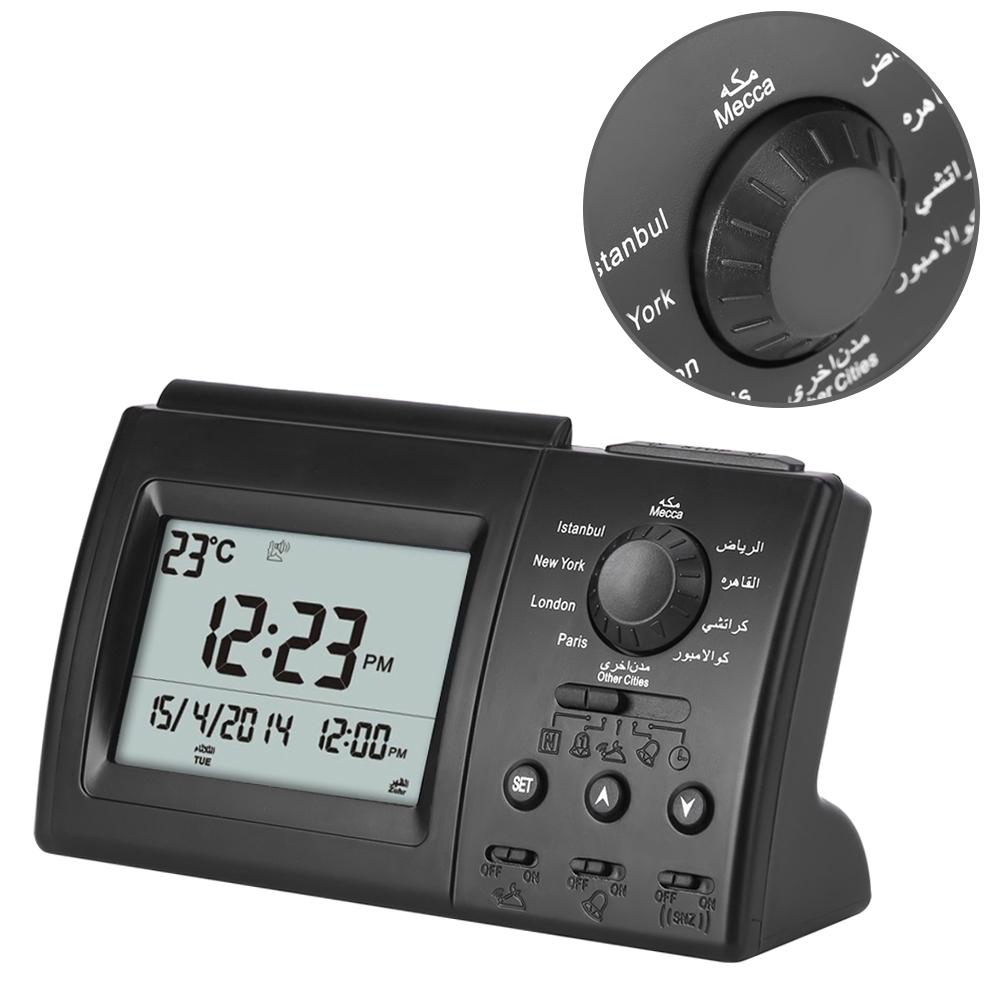 HA-3006 Prayer Clock Muslim Islamic Prayer Praying Azan Athan Alarm Clock Gifts Black